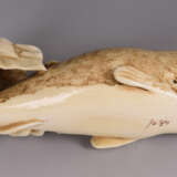 Elfenbein Netsuke - Wal und Tintenfisch - Foto 2