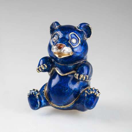 Pierino Frascarolo (Mailand 1928 - Valenza 1976). Miniatur-Golddose 'Blauer Pandabär' - фото 1