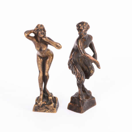 Wiener Bronze: 2-teilige Gruppe: Satyr und Nymphe - photo 2