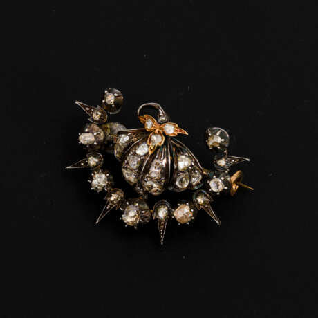 Antike Brosche mit Altschliff-Diamanten 19. Jahrhundert - photo 1
