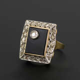 Großer Art-déco-Ring mit Onyx, Altschliff-Diamant und Diamantrosen - фото 1