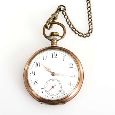 Silberne Taschenuhr an silberner Uhrenkette - Foto 1