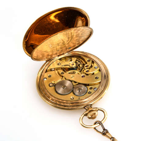 Vergoldete Art-déco-Sprungdeckeluhr mit Uhrenkette - photo 2