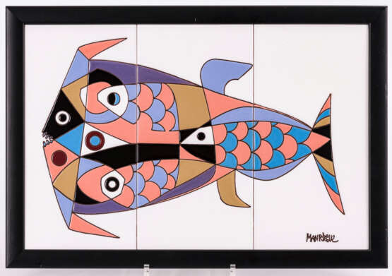 Polychromes Fliesenbild mit Fischen - photo 1