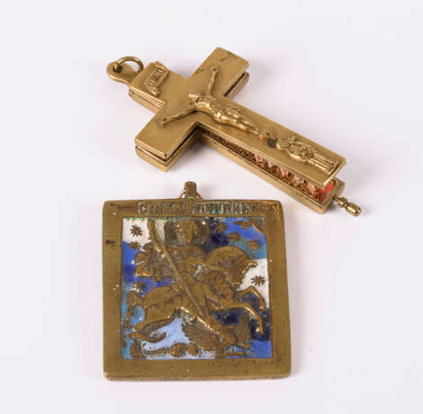 Reliquienkreuz und kleine Ikone aus Bronze - photo 2