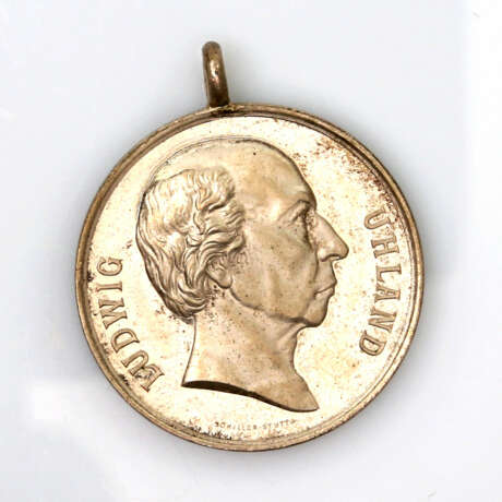 Silbermedaille Ludwig Uhland, Württemberg 19. Jahrhundert - Silbermedaille 1887, - фото 1