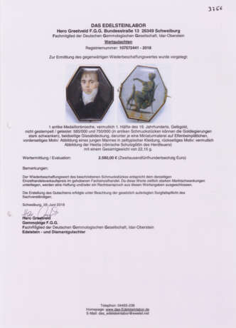 Große Brosche mit Elfenbein-Miniaturporträt eines Herren - Foto 3