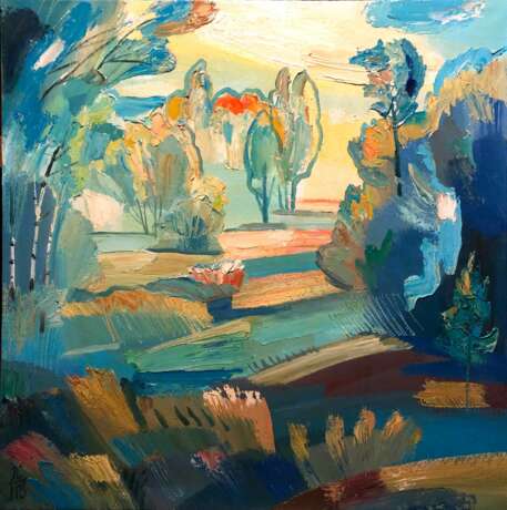 Голубой ветер Canvas on the subframe Oil paint Expressionism Landscape painting 2013 - photo 1