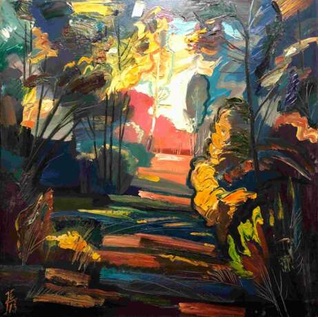 Ожидание встречи Canvas on the subframe Oil paint Expressionism Landscape painting 2013 - photo 1