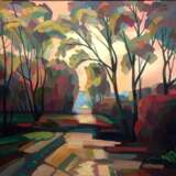Мелодия вечернего парка Canvas on the subframe Acrylic paint Impressionism Landscape painting 2005 - photo 1