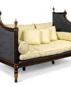 Canapé. A LOUIS XVI-STYLE BROWN-PAINTED AND PARCEL-GILT DAYBED
