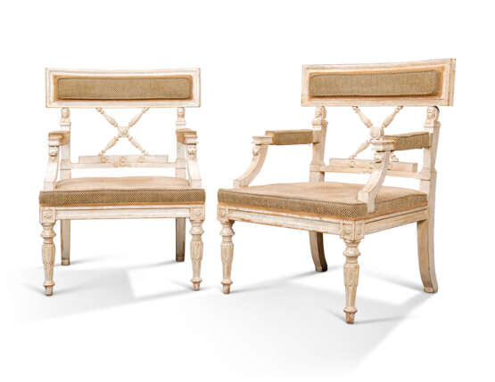 A PAIR OF NORTH EUROPEAN WHITE-PAINTED FAUTEUILS - photo 1