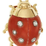 Cartier. CARTIER CORAL AND DIAMOND LADYBUG BROOCH - photo 1