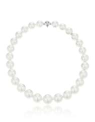 MIKIMOTO CULTURED PEARL AND DIAMOND NECKLACE