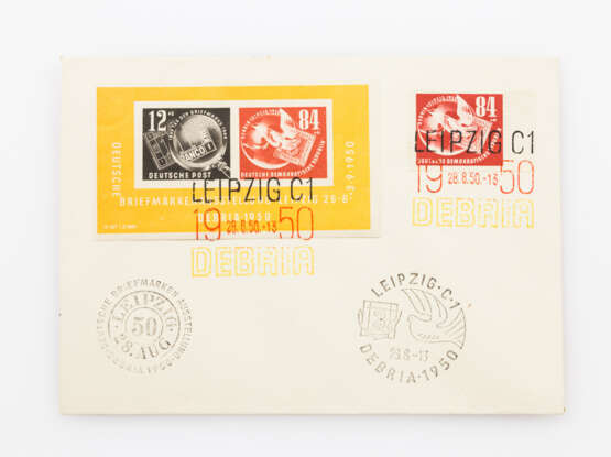 DDR - 1950, DEBRIA Block und Einzelmarke, - фото 1