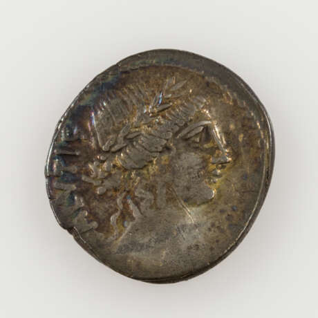 Röm. Republik /Silber - Denar 49 v.Chr., Rom, Mn. Acilius Glabrio, Av: Saluskopf mit Kranz n.r., - фото 1