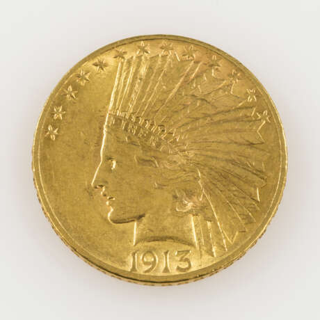 USA /GOLD - 10 Dollars 1913 Indian Head, - фото 1