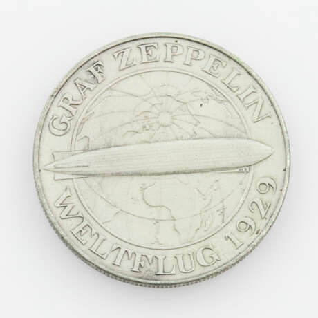 Weimarer Republik - 5 Reichsmark 1930 A, Weltflug des Zeppelin, - Foto 1
