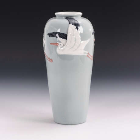 Jugendstil-Vase mit Storchenrelief - Foto 2