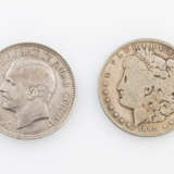 Serbien - 5 Dinar 1879. Dazu: USA 1 Dollar 1890 O - фото 1