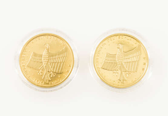 BRD /Gold - 2 x 100 Euro 2004 Bamberg zu jeweils 1 /2 Unze, - Foto 2
