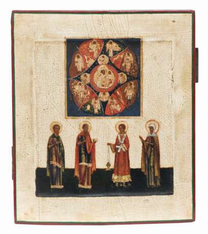 Ikone 'Gottesmutter vom unverbrennbaren Dornbusch mit 4 Heiligen' - photo 2