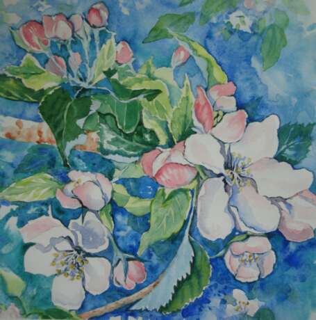 Drawing “Apple tree blossoms”, Paper, Watercolor, 2018 - photo 1