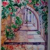 Drawing “Cyprus courtyards”, Paper, Watercolor, Realist, Landscape painting, 2018 - photo 1