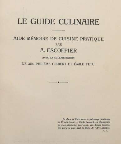 Escoffier, A. Kochkunst-Führer - Ein Hand- und Nachschlagebuch der modernen französischen Küche und der feinen internationalen Küche - Foto 3
