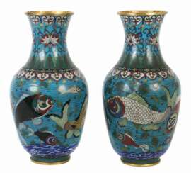 Paar Cloisonné-Vasen China