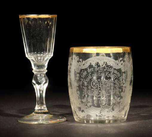 Zwei Gläser mit Golddekor Wohl Böhmen oder Deutschland - Foto 1