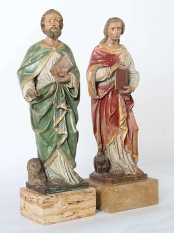Bildhauer des 19./20. Jahrhundert Zwei Evangelistenfiguren: ''Johannes'' und ''Markus'' - Foto 2