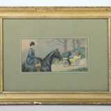 Maler des 19./20. Jahrhundert ''Dame zu Pferd trifft auf Automobil'' - Foto 2