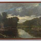 Französischer Maler des 19. Jahrhundert Schule von Barbizon. ''Flusslauf mit Lastkahn'' - photo 2