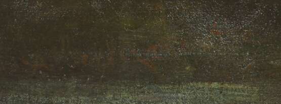 Französischer Maler des 19. Jahrhundert Schule von Barbizon. ''Flusslauf mit Lastkahn'' - фото 3