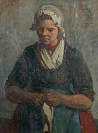 Portraitmaler des 19. Jahrhundert ''Dame beim Stricken'' - Foto 1
