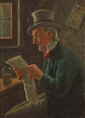 Maler des 19. Jahrhundert wohl Italien. ''Der Zeitungsleser''