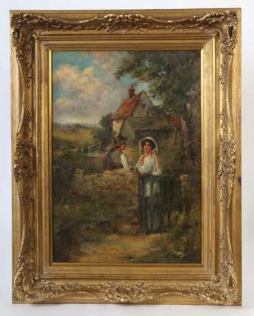 Maler des 19./20. Jahrhundert ''Bauernpaar vor Bauernkate'' - фото 2