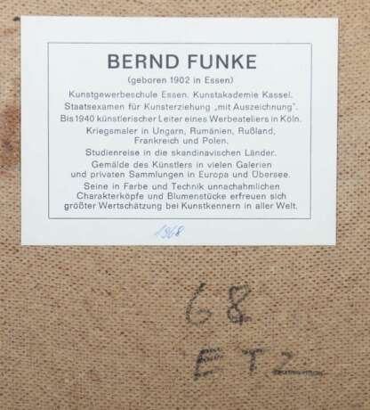 Funke, Bernd Essen 1902 - 1988 Heide/Holstein, Blumen-, Figuren- und Landschaftsmaler. ''Portrait eines bärtigen Mannes mit grünem Hut'' - фото 5