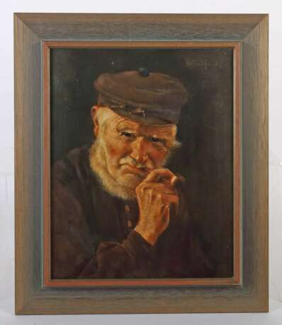 Funke, Bernd Essen 1902 - 1988 Heide/Holstein, Blumen-, Figuren- und Landschaftsmaler. ''Portrait eines rauchenden Fischers mit Pfeife'' - photo 2