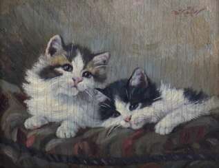 Kögl, Benno Greding 1892 - 1973 München, deutscher Tiermaler. ''Zwei junge Katzen''