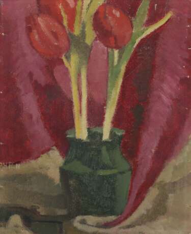 Maler des 20. Jahrhundert ''Stillleben mit Tulpen in einer Vase'' - Foto 1