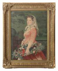 Bilderrahmen mit Ölfarbendruck-Porträt um 1900