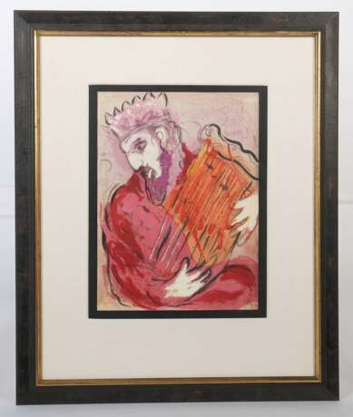 Chagall, Marc (zugeschrieben|nach) 1887 - 1985, russischer Maler, Illustrator, Bildhauer und Keramiker. ''David mit der Harfe'', 1956, Blatt aus dem Bilderzyklus: ''La Bible'' - Foto 2