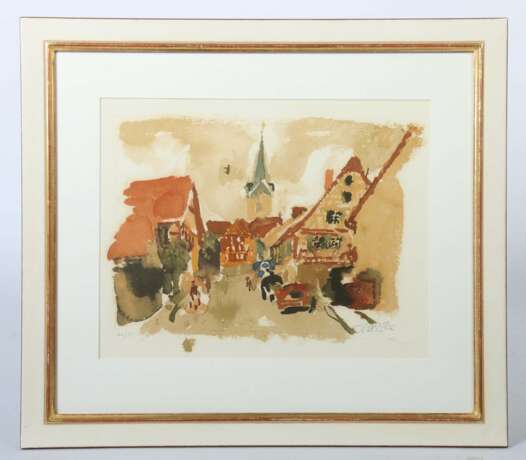 Schober, Peter Jakob Gschwend 1897 - 1983 Bad Bleiberg, deutscher Maler des Expressiven Realismus. ''Schwäbisches Dorf'' - photo 2