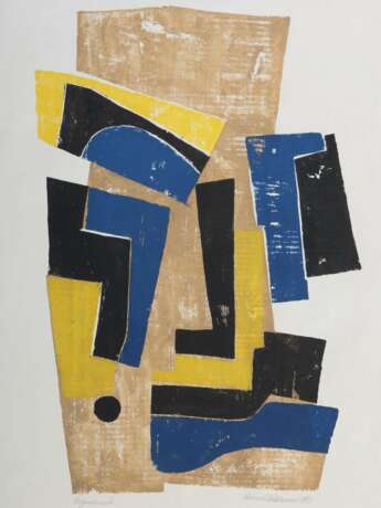 Wildemann, Heinrich 1904 - 1964. ''Ohne Titel'', abstrakte Farbkomposition in Blau - photo 1