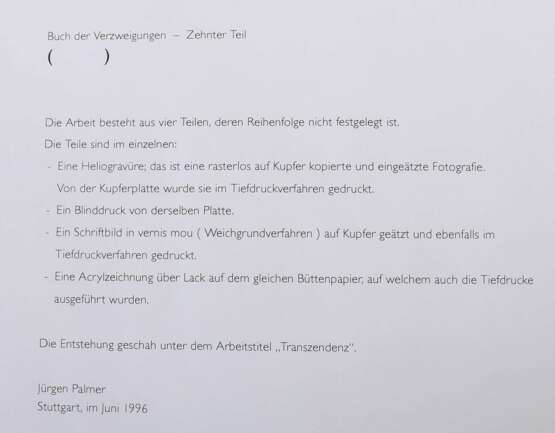 Palmer, Jürgen geb. 1957 in Stuttgart, Stud. an der Staatl. Akad. der Bildenden Künste Stuttgart bei Rudolf Schoofs. ''Buch der Verzweigung - Zehnter Teil'' - Foto 2