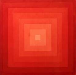Panton, Verner Gamtofte 1926 - 1998 Kopenhagen. Stoffgrafik ''Quadrat'' in 8 Rot-Orangetönen abgestuft