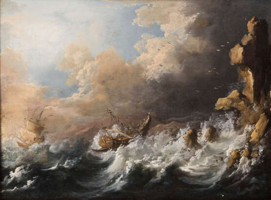 Altmeister 17. Jahrhundert: Zwei stürmische Küstenstücke - фото 1