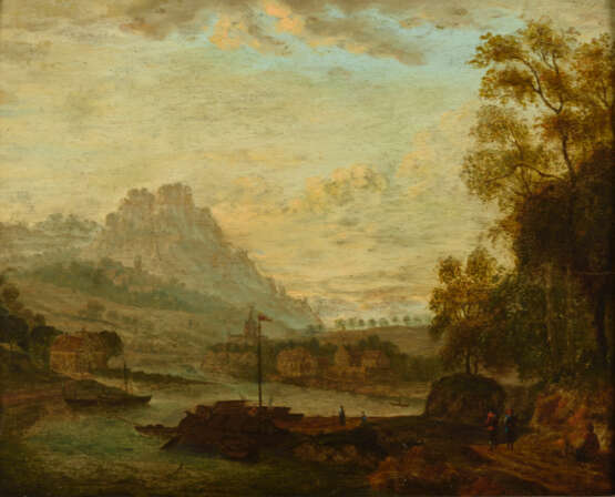 Landschaftsmaler Ende 18. Jahrhundert: Flusslandschaft mit Staffage - фото 1